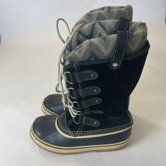 Sorel Insulated Black Lace Up Suede Mid Calf Boots Size 8.5 - Picture 2 of 5